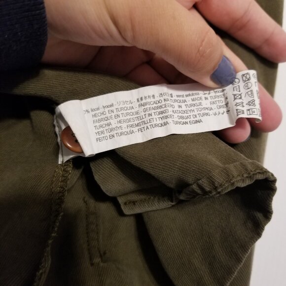 Cropped Button Down Shirt Long Sleeve Army Green Medium Zara TRF Collared Blouse - Picture 4 of 11